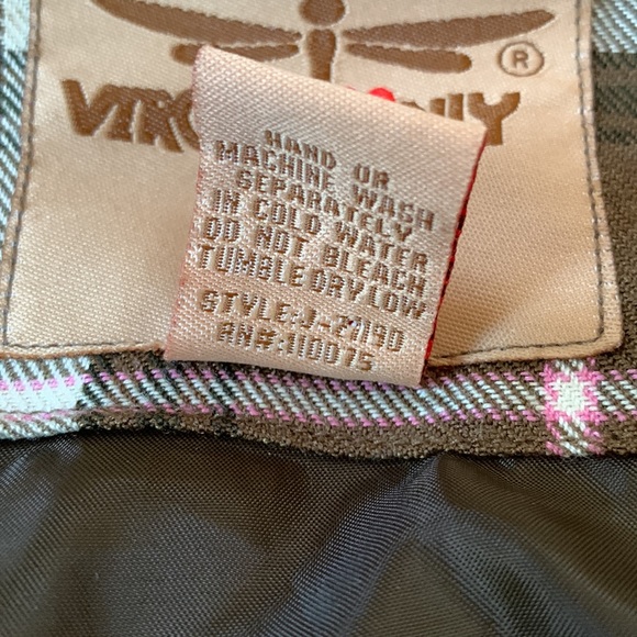 VINTAGE Rare 90s “Virgin Only” Plaid Bomber Jacket in Brown & Pink - Picture 13 of 14